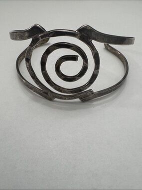 Womens Vintage Sterling Silver Spiral Modernist Cuff Bracelet